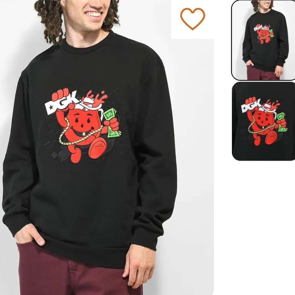 DGK Kool Aid Smash Black‎ Crew Neck Sweatshirt. Size M